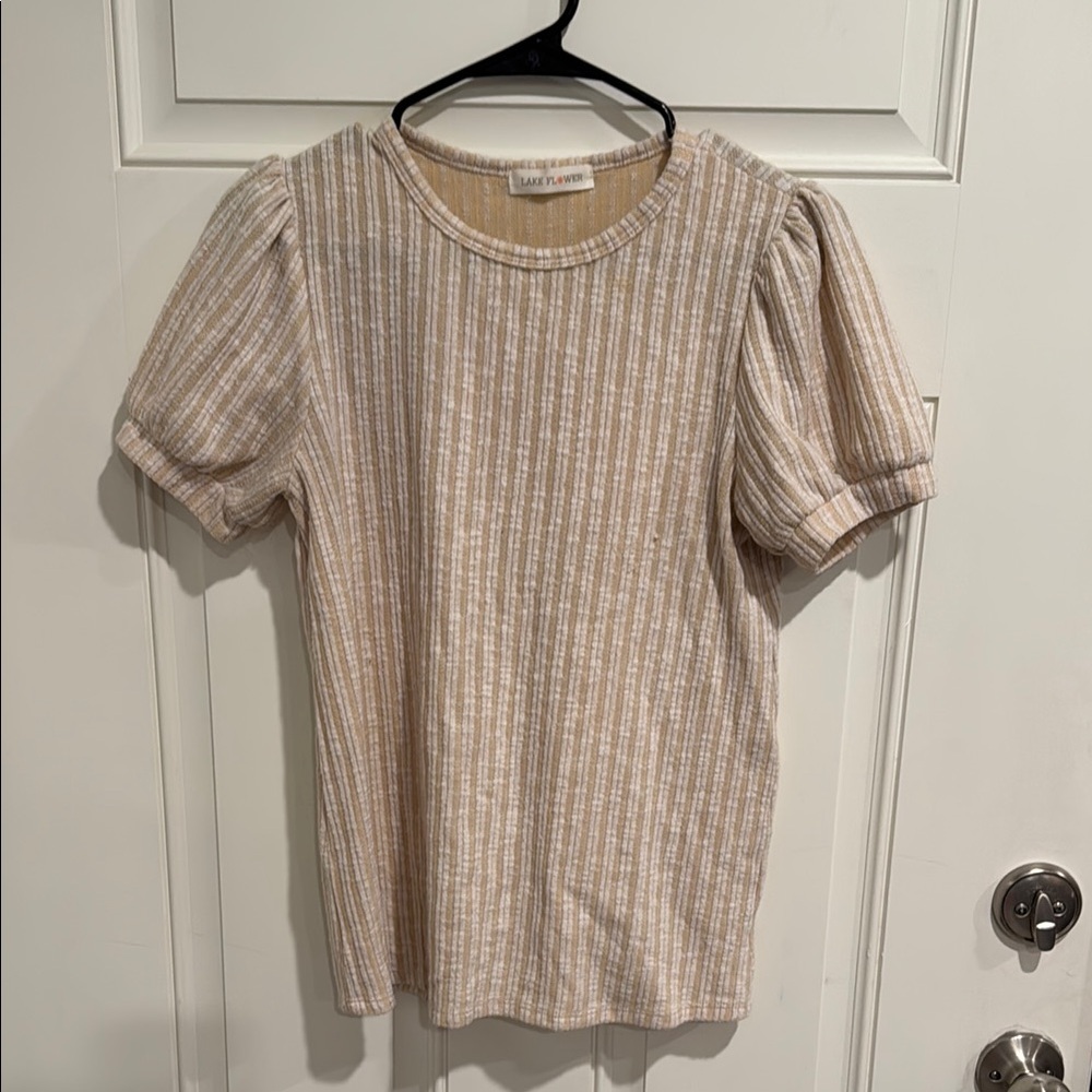 Women's Beige Striped Blouse
